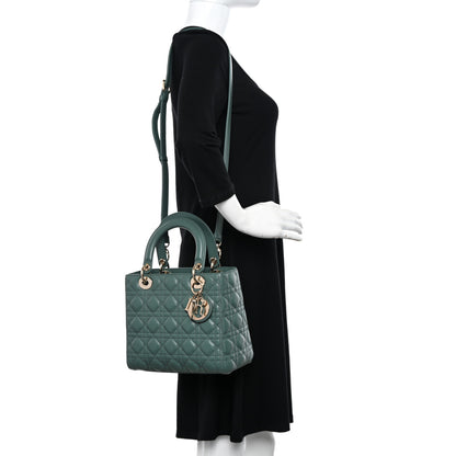 Christian Dior Lambskin Cannage Medium Lady Dior Orage 2 of 9