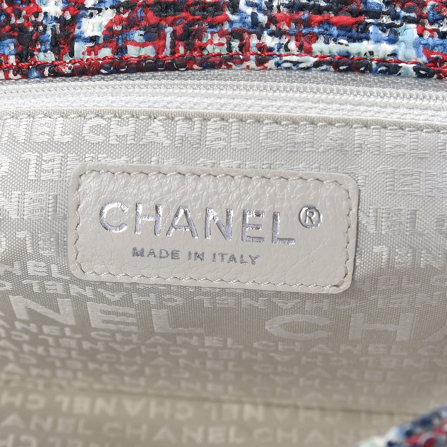 Tweed Lambskin Flap Blue Red