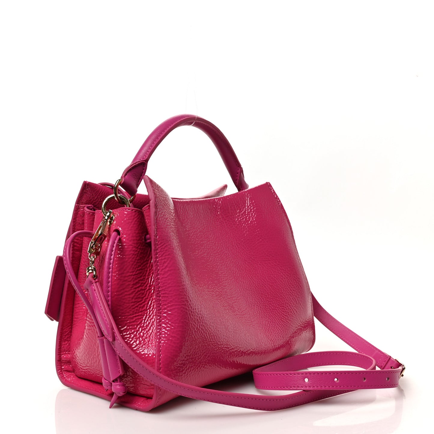 Spongy Patent Calfskin Small Iris Tote Grey Pink