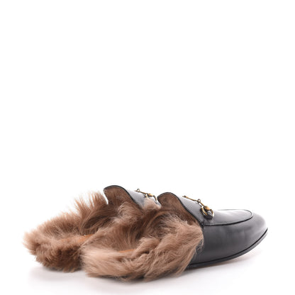 Gucci Calfskin Fur Womens Princetown Slippers 39 Black 4 of 8