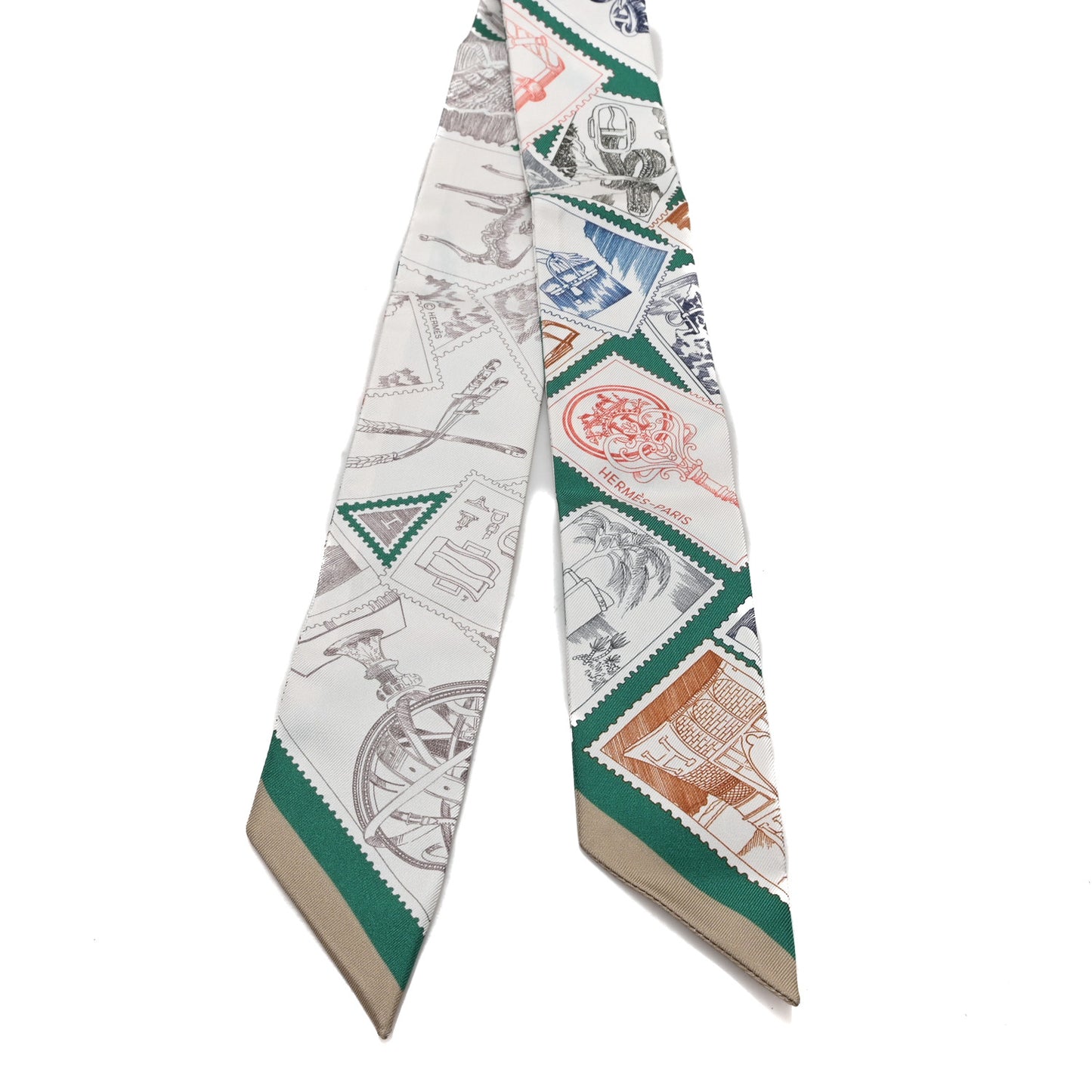 Silk Le Philateliste Du Faubourg Twilly Vert Noisette Bleu