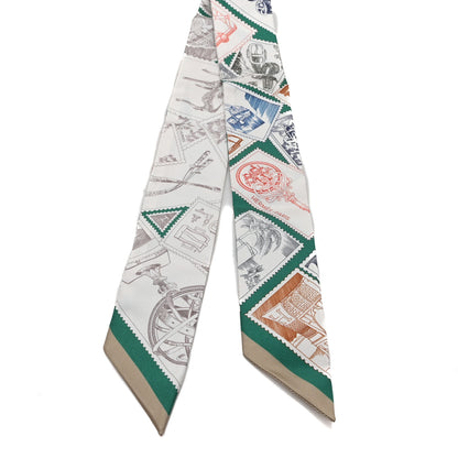 Hermes Silk Le Philateliste Du Faubourg Twilly Vert Noisette Bleu 2 of 3