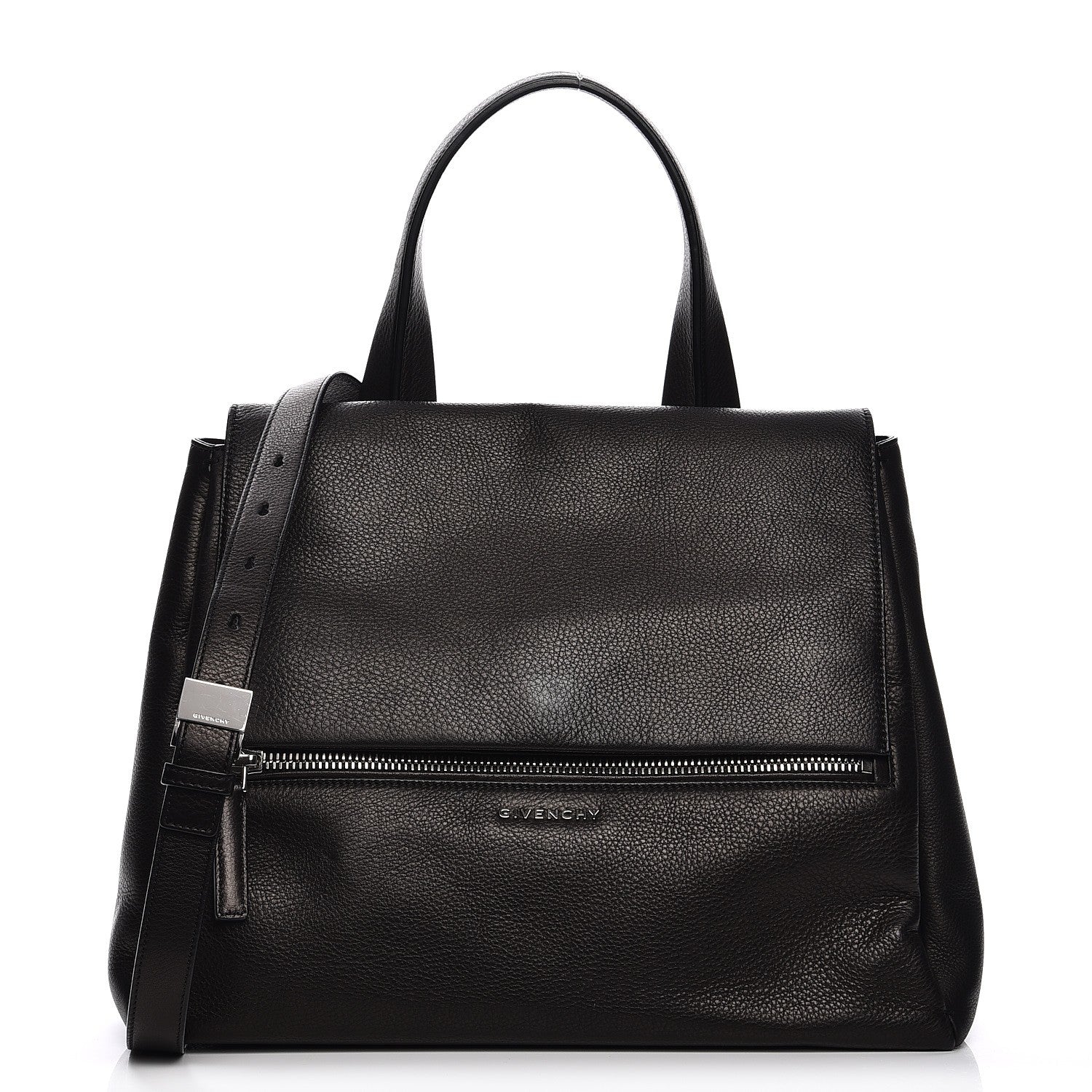 Givenchy Waxy Grained Calfskin Medium Pandora Pure Flap Bag Black 1 of 10
