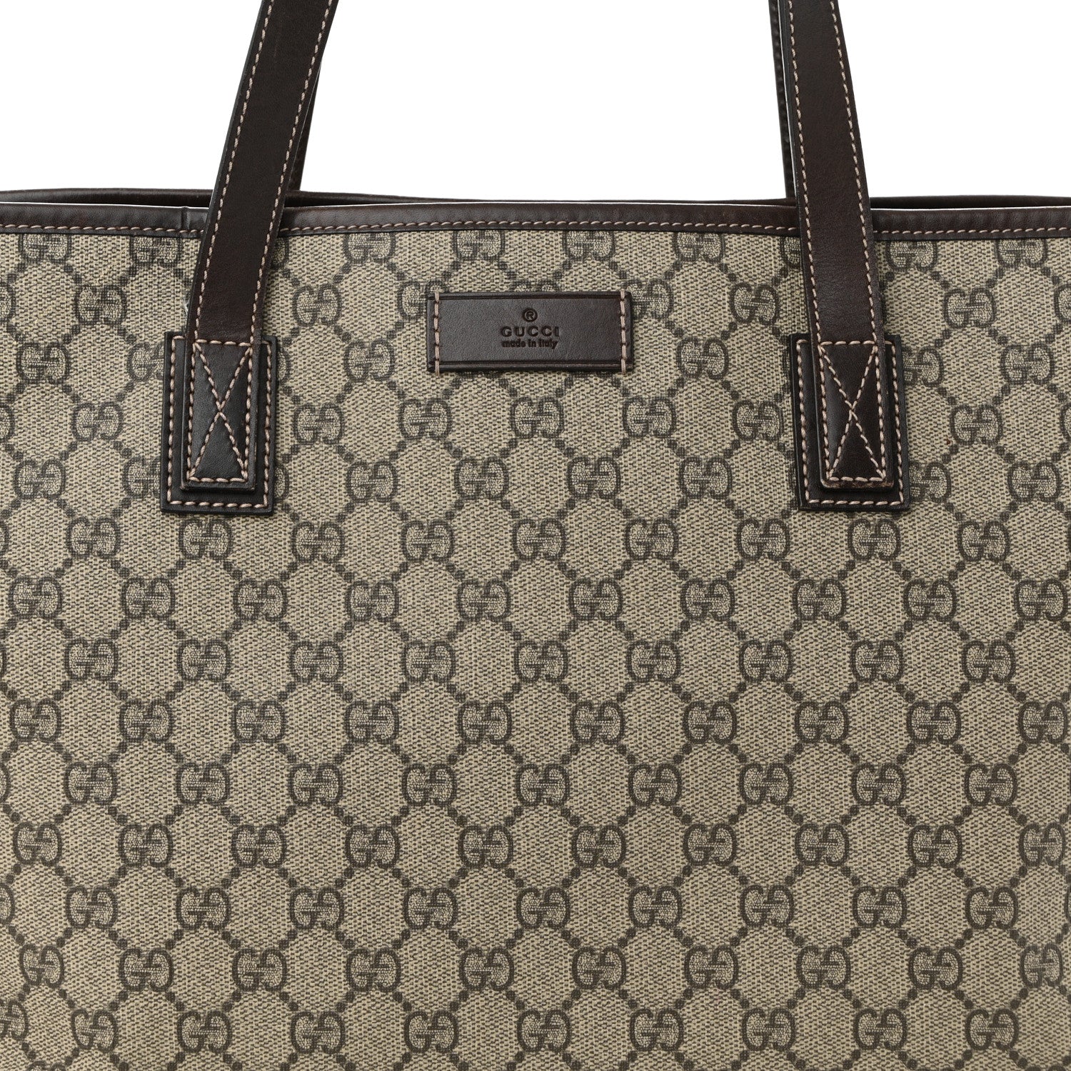 Gucci GG Supreme Monogram Medium Zippered Shopping Tote Dark Brown 8 of 13
