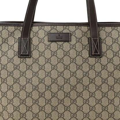 Gucci GG Supreme Monogram Medium Zippered Shopping Tote Dark Brown 8 of 13