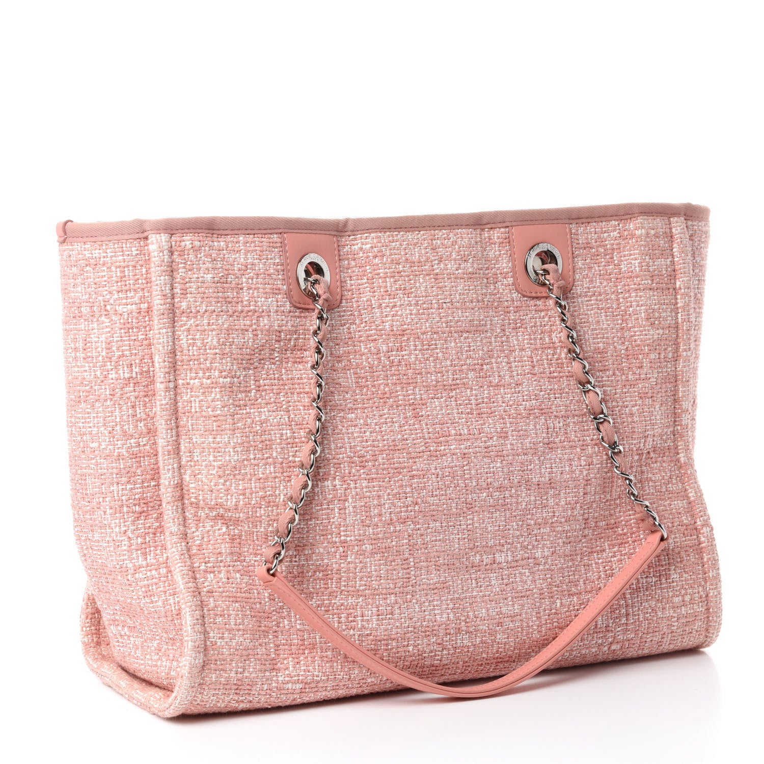 Chanel Straw Lurex Small Deauville Tote Pink 3 of 11