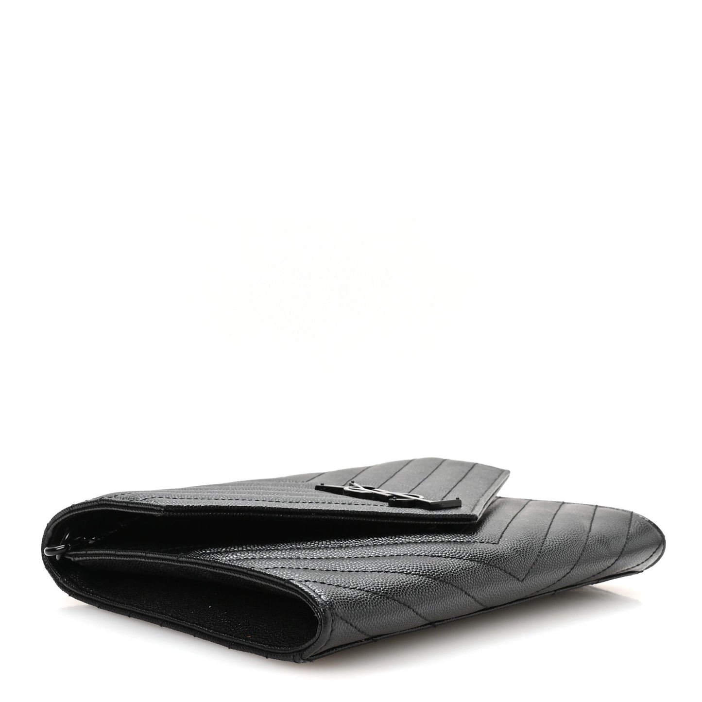 Grain De Poudre Matelasse Chevron Monogram Monochrome Envelope Clutch Black