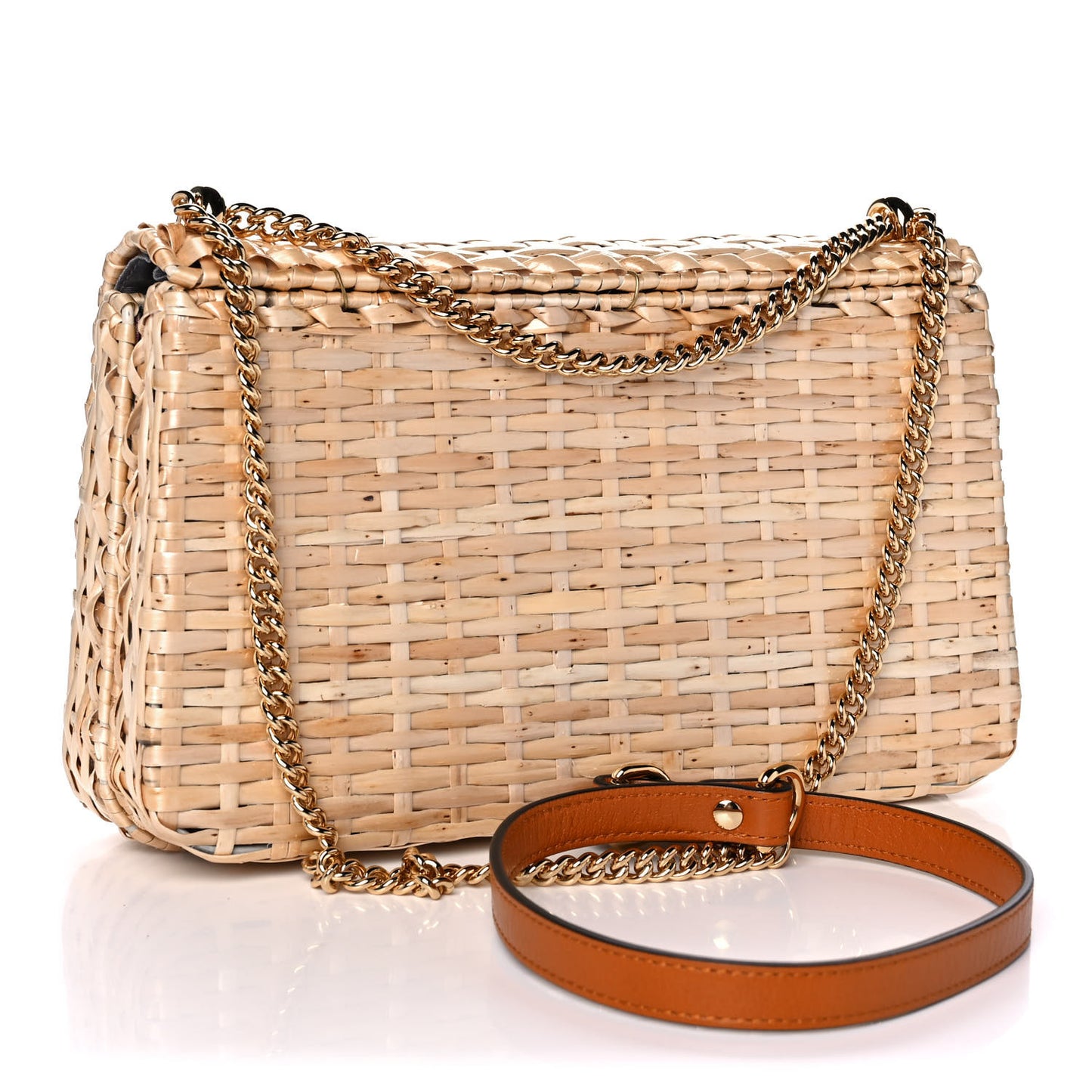 Glazed Wicker Small Cestino Shoulder Bag Natural