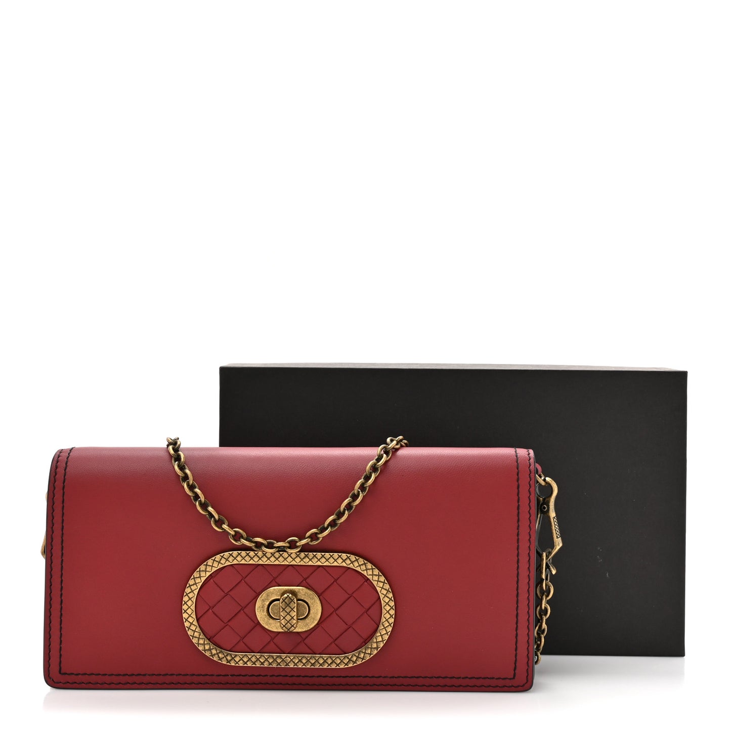 Nappa Intrecciato Ellittica Chain Wallet Baccara Rose