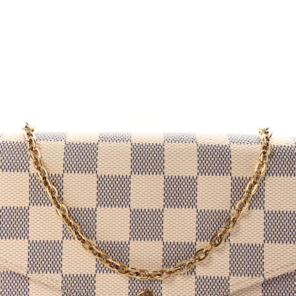 Louis Vuitton Damier Azur Pochette Felicie Chain Wallet Rose Ballerine 8 of 10