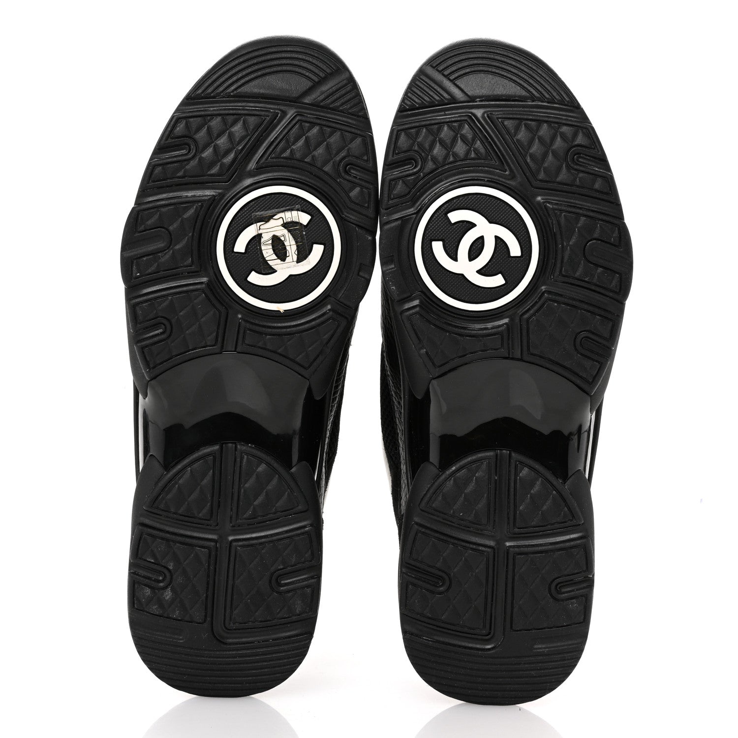 Chanel Mesh Suede Grained Calfskin Womens CC Sneakers 41 Black White 6 of 8
