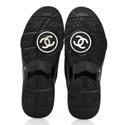 Chanel Mesh Suede Grained Calfskin Womens CC Sneakers 41 Black White 6 of 8