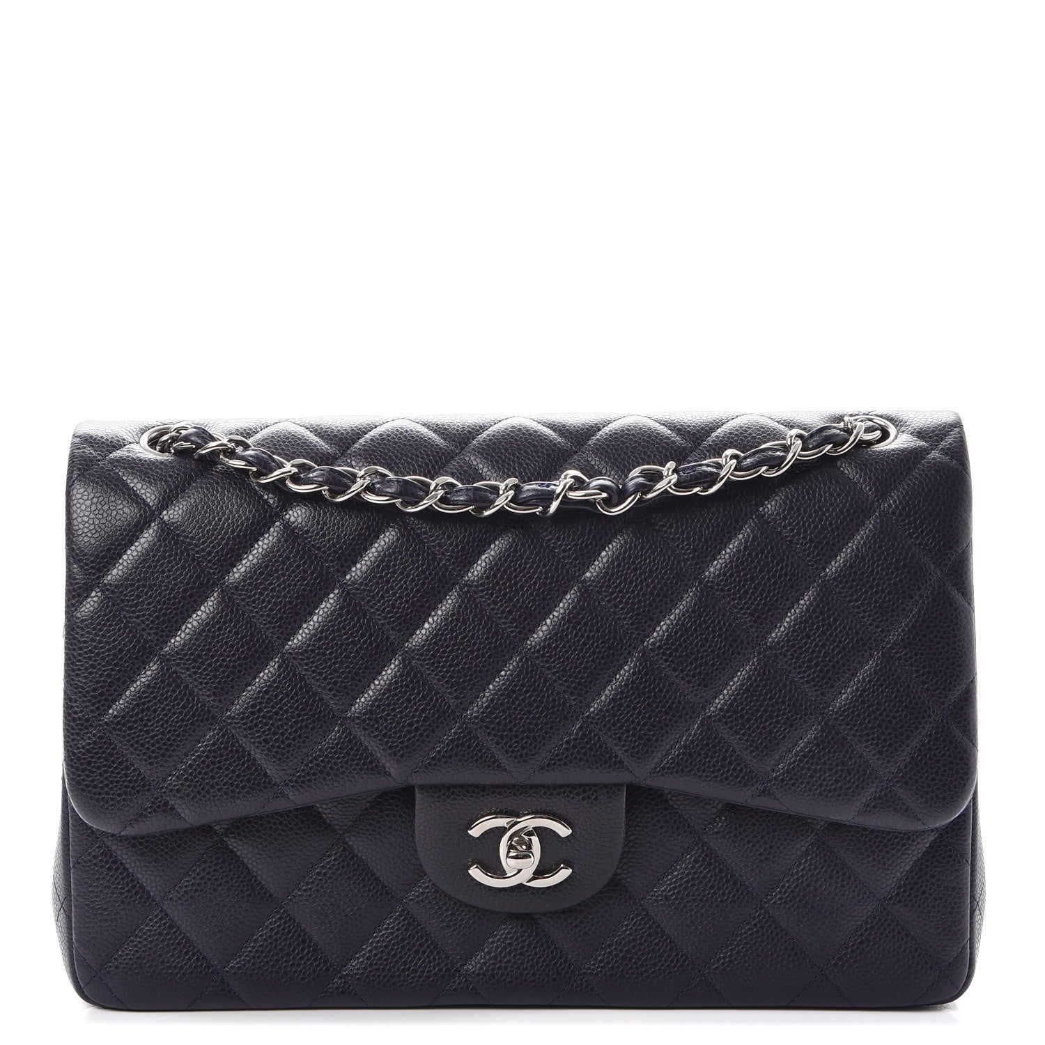 Chanel Caviar Quilted Jumbo Double Flap Navy Blue 1 of 9