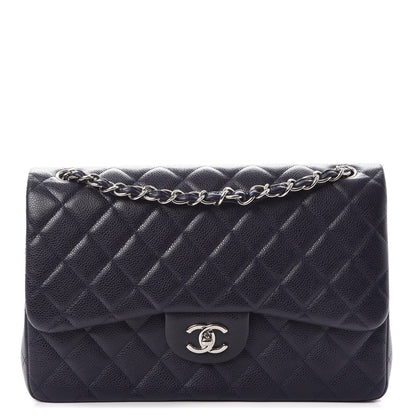 Chanel Caviar Quilted Jumbo Double Flap Navy Blue 1 of 9