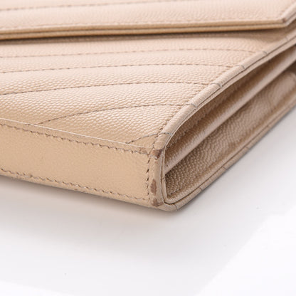 Saint Laurent Grain De Poudre Matelasse Chevron Monogram Chain Wallet Rose Antic 14 of 14
