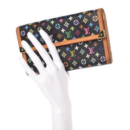 Louis Vuitton Monogram Multicolor Porte Tresor International Wallet Black 2 of 18