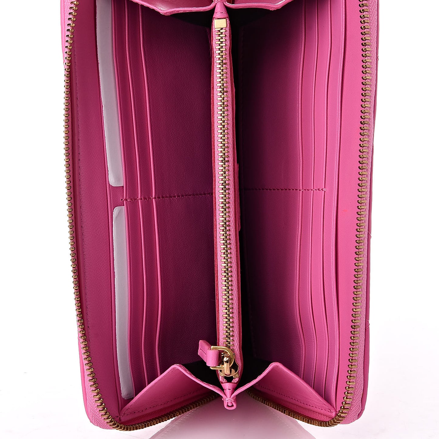 Nappa Quilted Icon Zip Around Wallet Pink