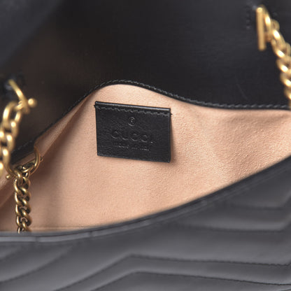 Gucci Calfskin Matelasse Super Mini GG Marmont Shoulder Bag Black 6 of 11