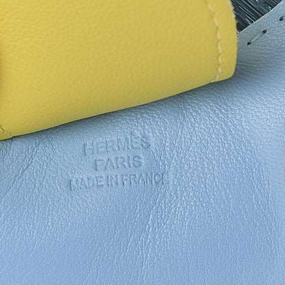 Hermes Milo Lambskin Grigri Rodeo Horse Bag Charm GM Bleu Celeste Lime Malachite 3 of 5
