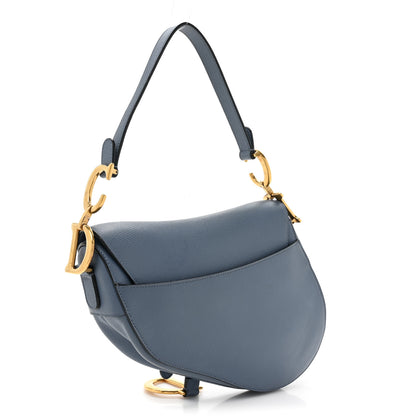 Christian Dior Grained Calfskin Saddle Bag Denim Blue 3 of 13