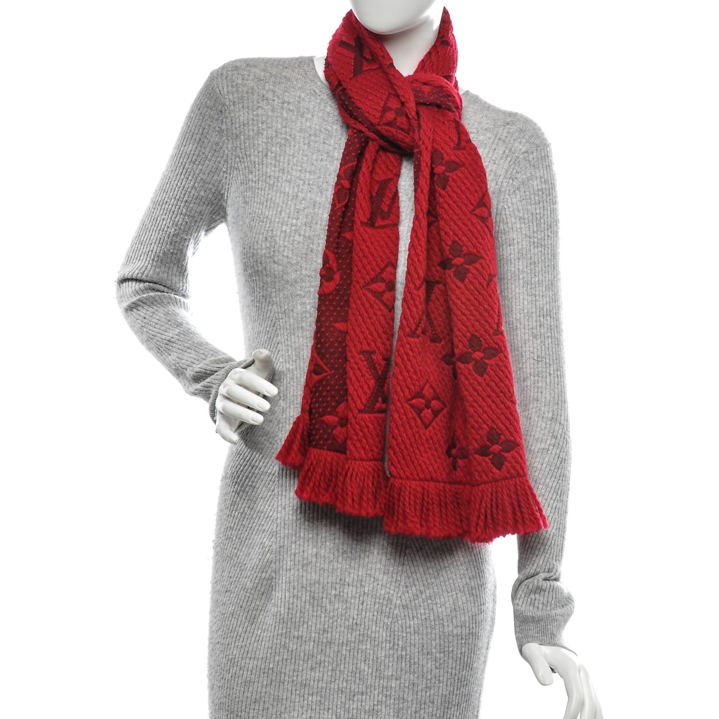 Wool Silk Logomania Scarf Rubis