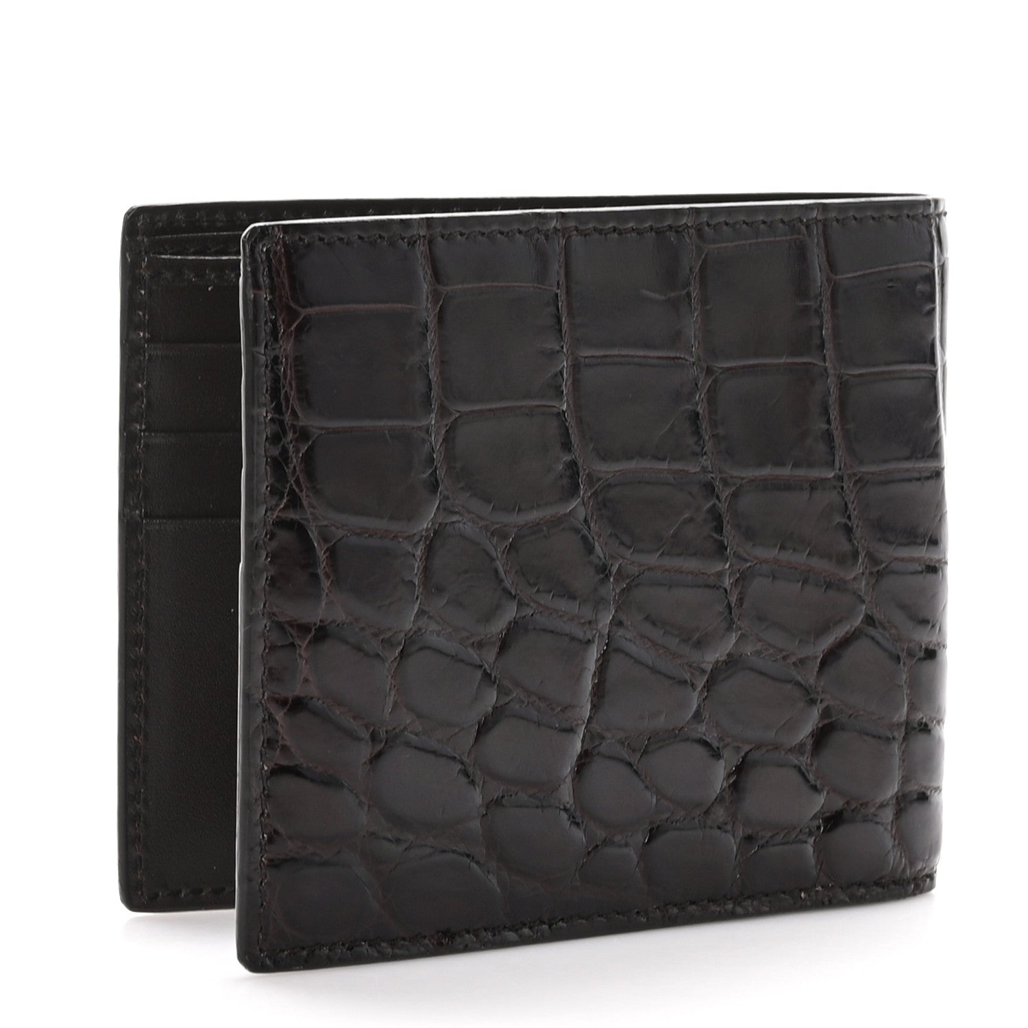 Gucci Crocodile Bi-Fold Wallet Brown 3 of 7