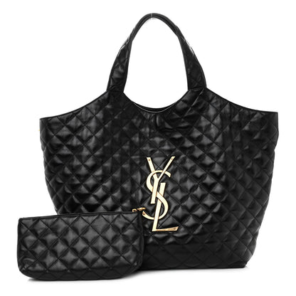 Saint Laurent Lambskin Quilted Maxi Icare Shopping Tote Black 1 of 9