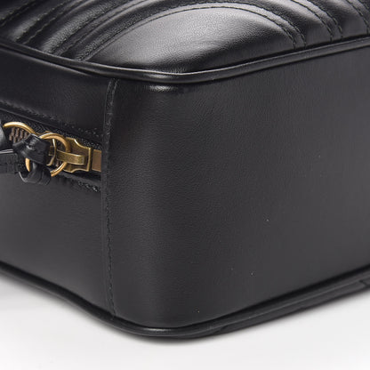 Gucci Calfskin Matelasse Sylvie Web Small GG Marmont Top Handle Shoulder Bag Black 9 of 10