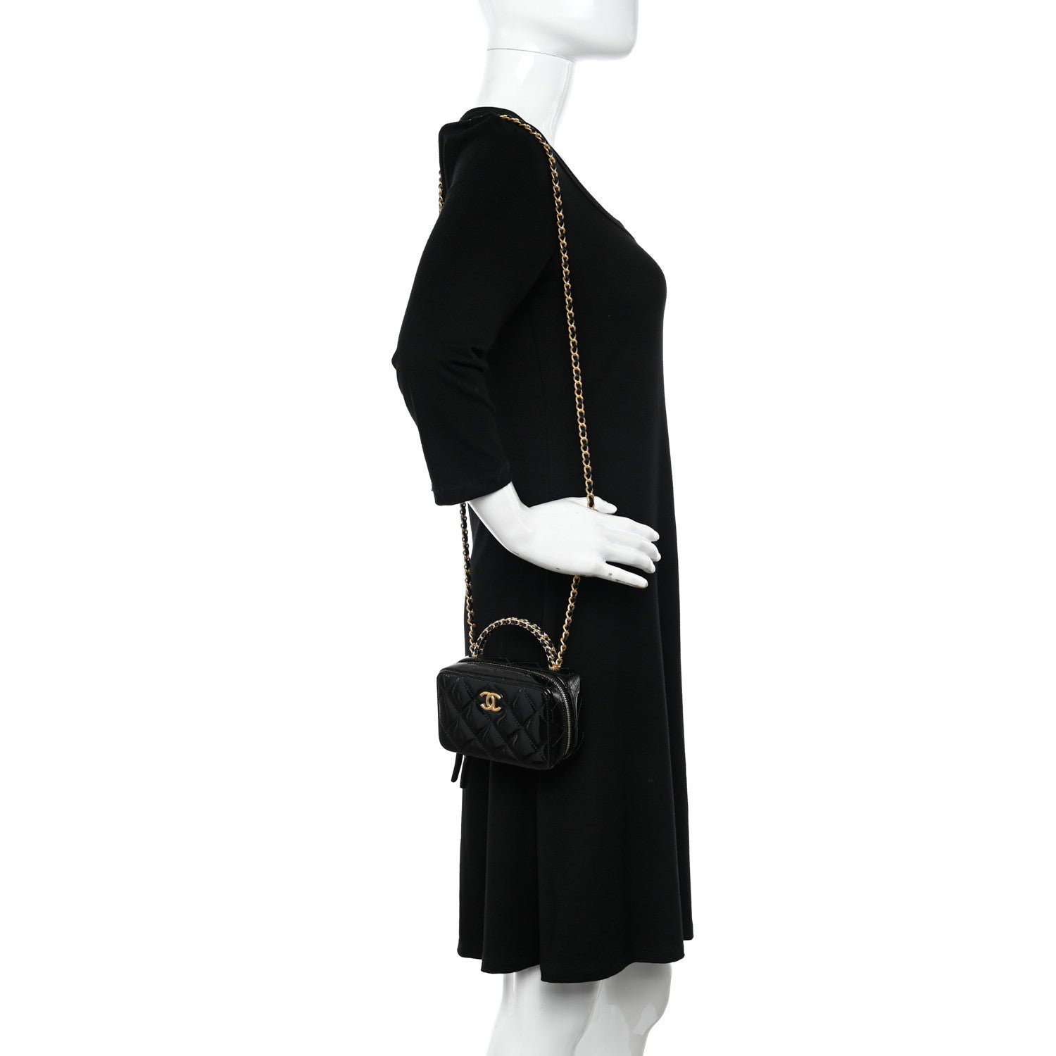 Chanel Patent Quilted Mini Pick Me Up Vanity Case Black 2 of 10