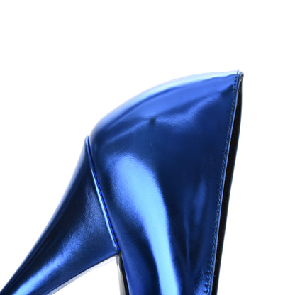 Saint Laurent Metallic Calfskin Kiki 100 Pumps 39.5 Blue 10 of 12