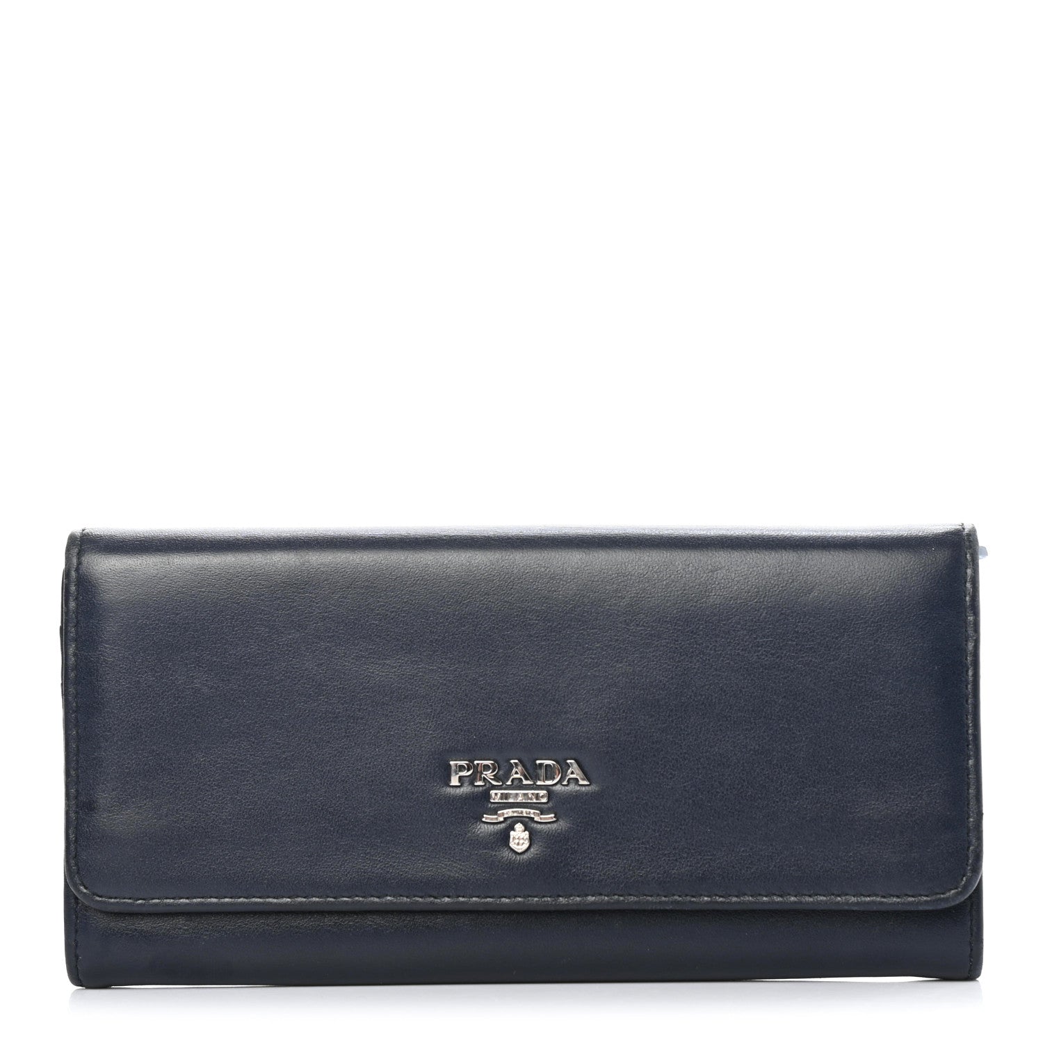 Prada Soft Calf Bi-Color Continental Flap Travel Wallet Baltico Astrale 2 of 7