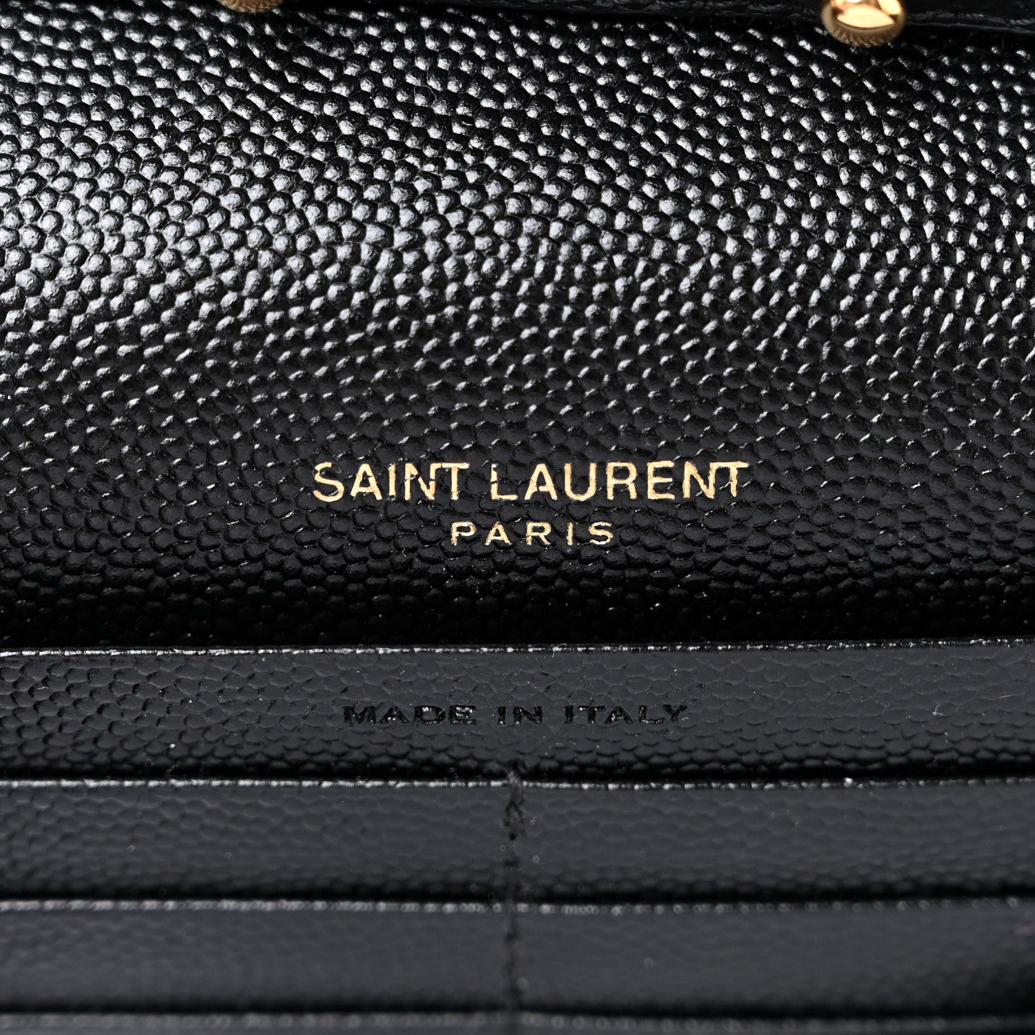 Saint Laurent Grain De Poudre Matelasse Chevron Monogram Chain Wallet Black 7 of 19