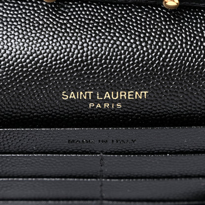 Saint Laurent Grain De Poudre Matelasse Chevron Monogram Chain Wallet Black 7 of 19