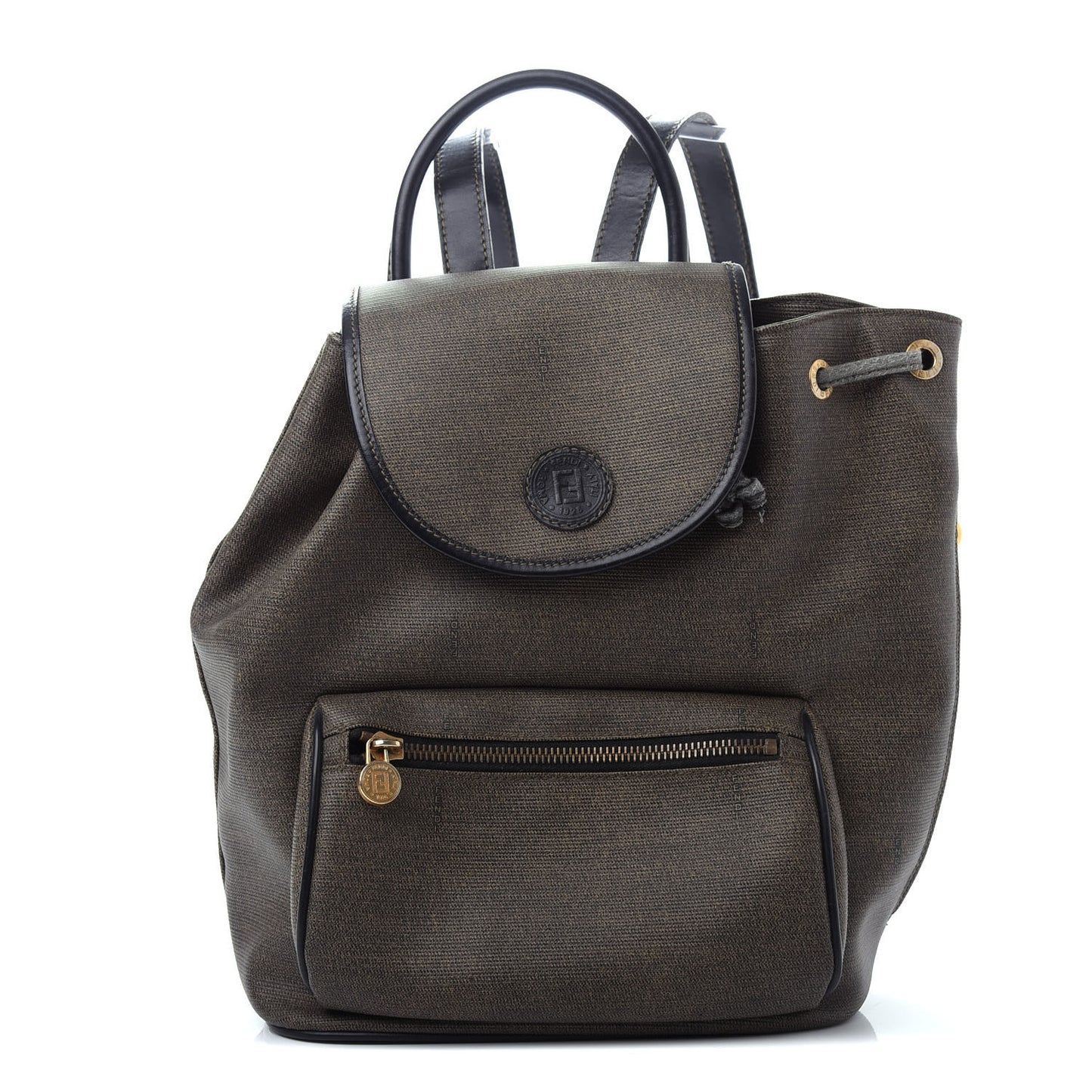 Coated Canvas Drawstring Backpack Tobacco
