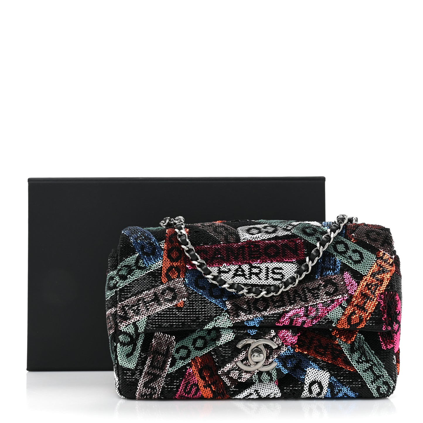 Sequin Logo Small Flap Ruthenium Multicolor