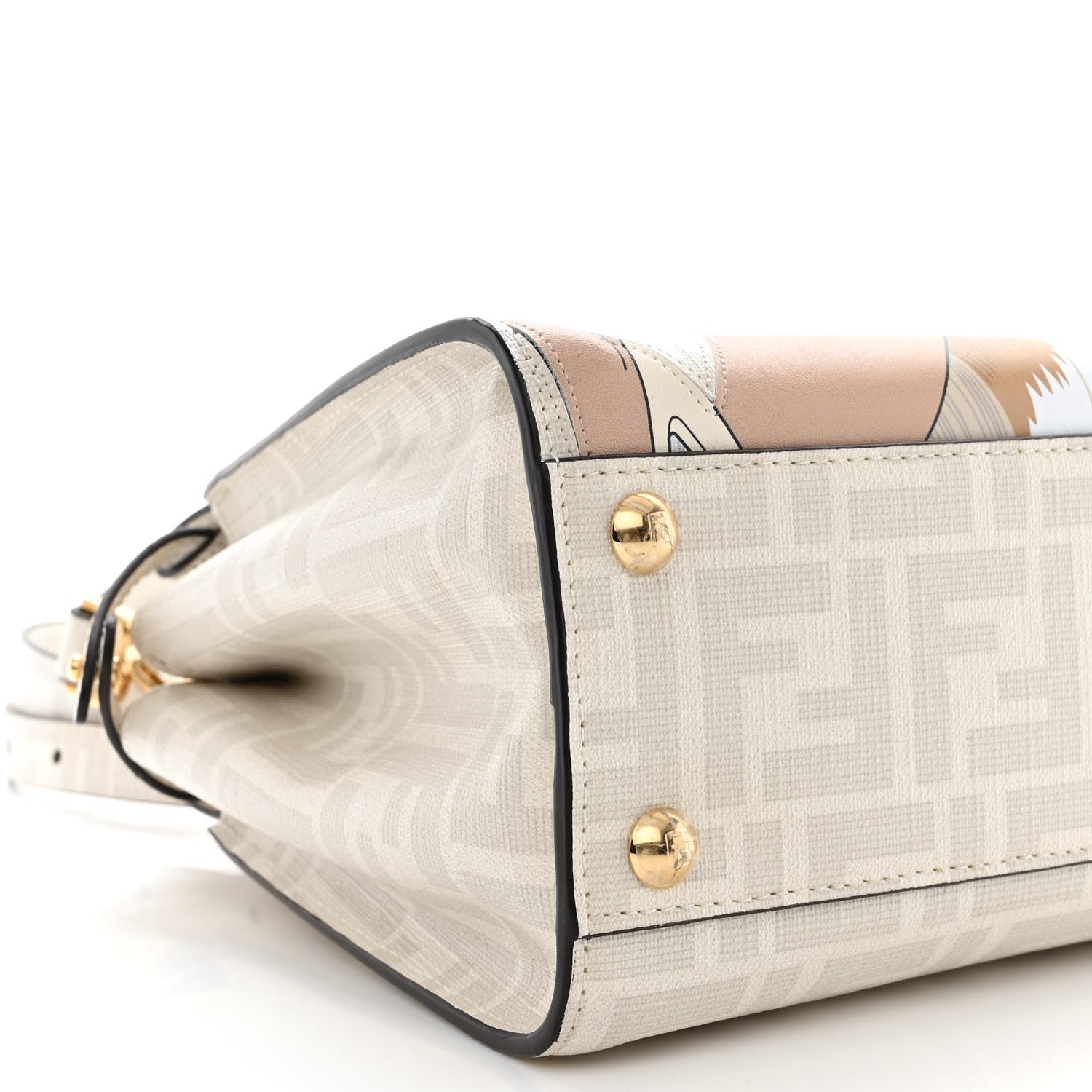 Fendi Glazed Fabric Nappa FF Disco Girls Inlay Mini Peekaboo Iconic Satchel Bianco Perla Multicolor 11 of 12