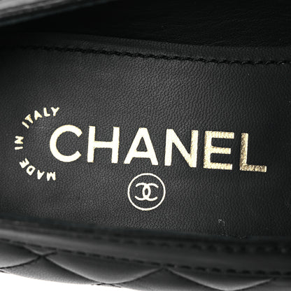 Chanel Lambskin Quilted CC Heart Loafers 38 Black 8 of 14