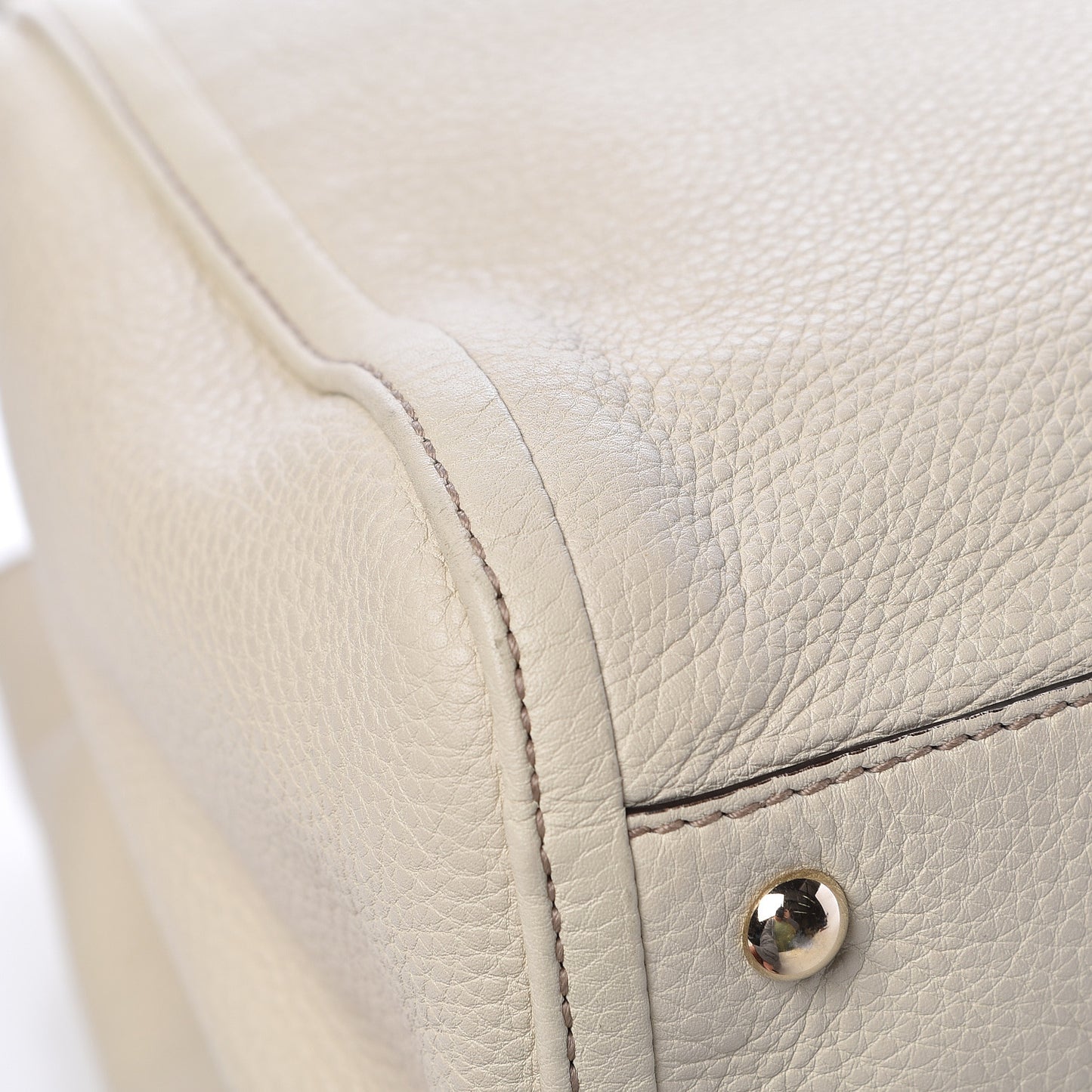 Pebbled Calfskin Medium Soho Shoulder Bag Off White