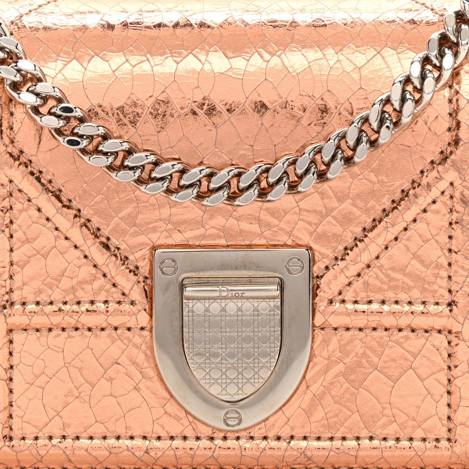 Christian Dior Ceramic Effect Deerskin Baby Diorama Flap Bag Gold 9 of 10