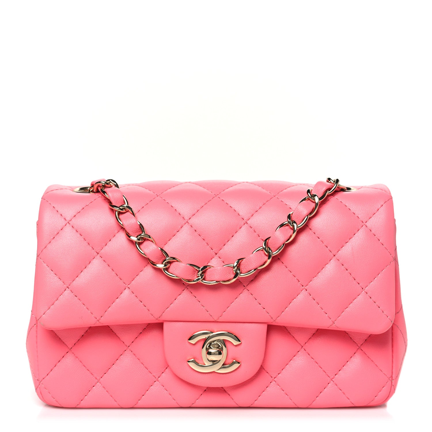 Chanel Lambskin Quilted Mini Rectangular Flap Pink 1 of 10
