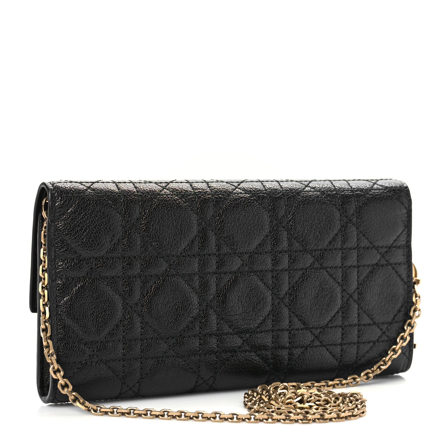 Christian Dior Grained Calfskin Cannage Lady Dior Rendezvous Chain Wallet Black 3 of 11