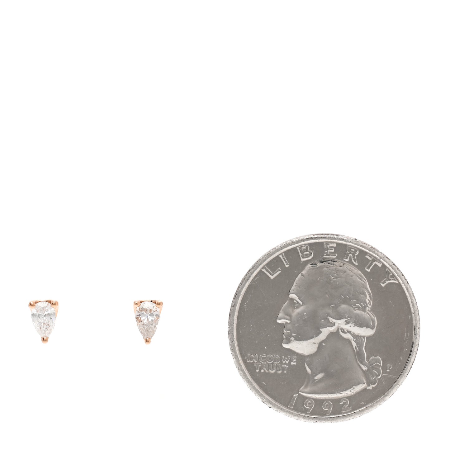 18K Rose Gold Diamond Pear Stud Earrings