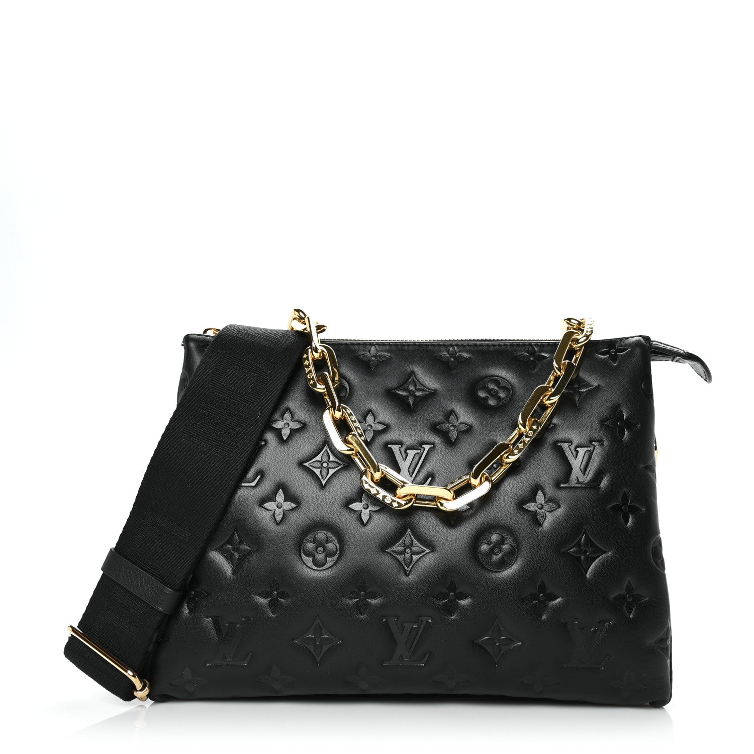 Louis Vuitton Lambskin Embossed Monogram Coussin PM Black 1 of 10