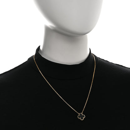 Van Cleef & Arpels 18K Yellow Gold Black Onyx Vintage Alhambra Pendant Necklace 2 of 4