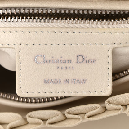 Christian Dior Lambskin Cannage Ruffle Trim Medium Lady Dior Off White 6 of 14