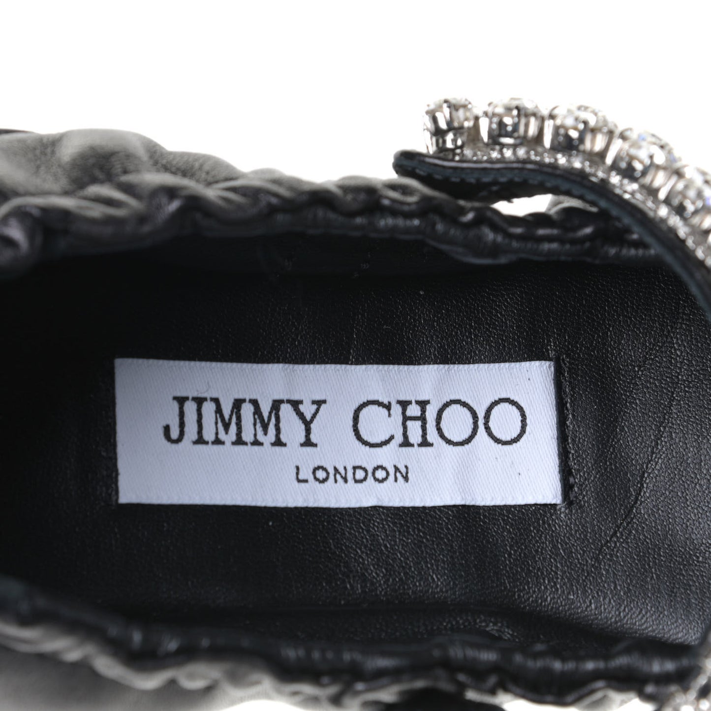 Calfskin Crystal Gai Ballerina Flats 36 Black