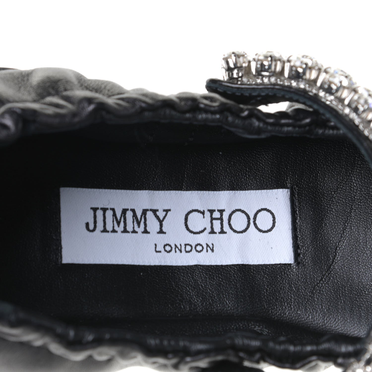 Jimmy Choo Calfskin Crystal Gai Ballerina Flats 36 Black 11 of 11