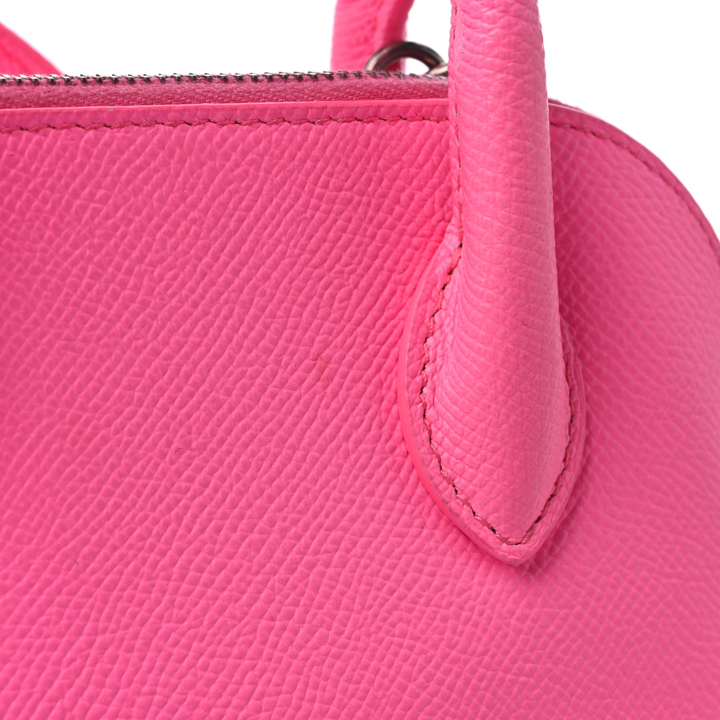 Signature Grained Calfskin Logo XXS Ville Top Handle Bag Acid Pink Black