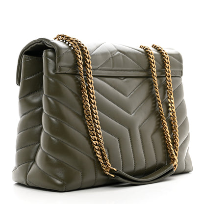 Saint Laurent Calfskin Y Quilted Monogram Medium Loulou Chain Satchel Military Olive 3 of 11