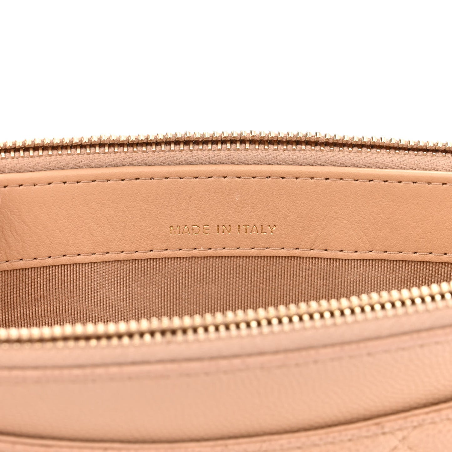 Caviar Quilted Small Clutch With Chain Beige